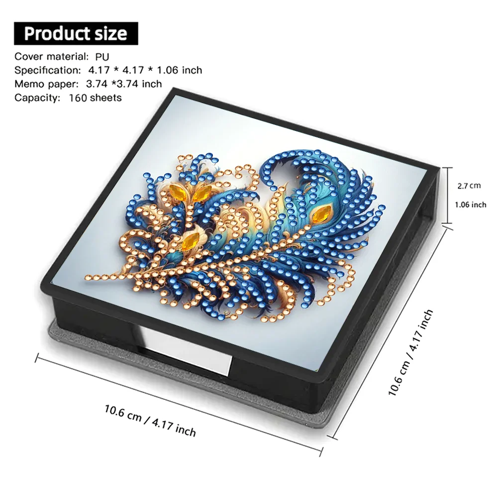 Feathers PU Diamond Painting Notecard Box 5D DIY Diamond Art Note Box