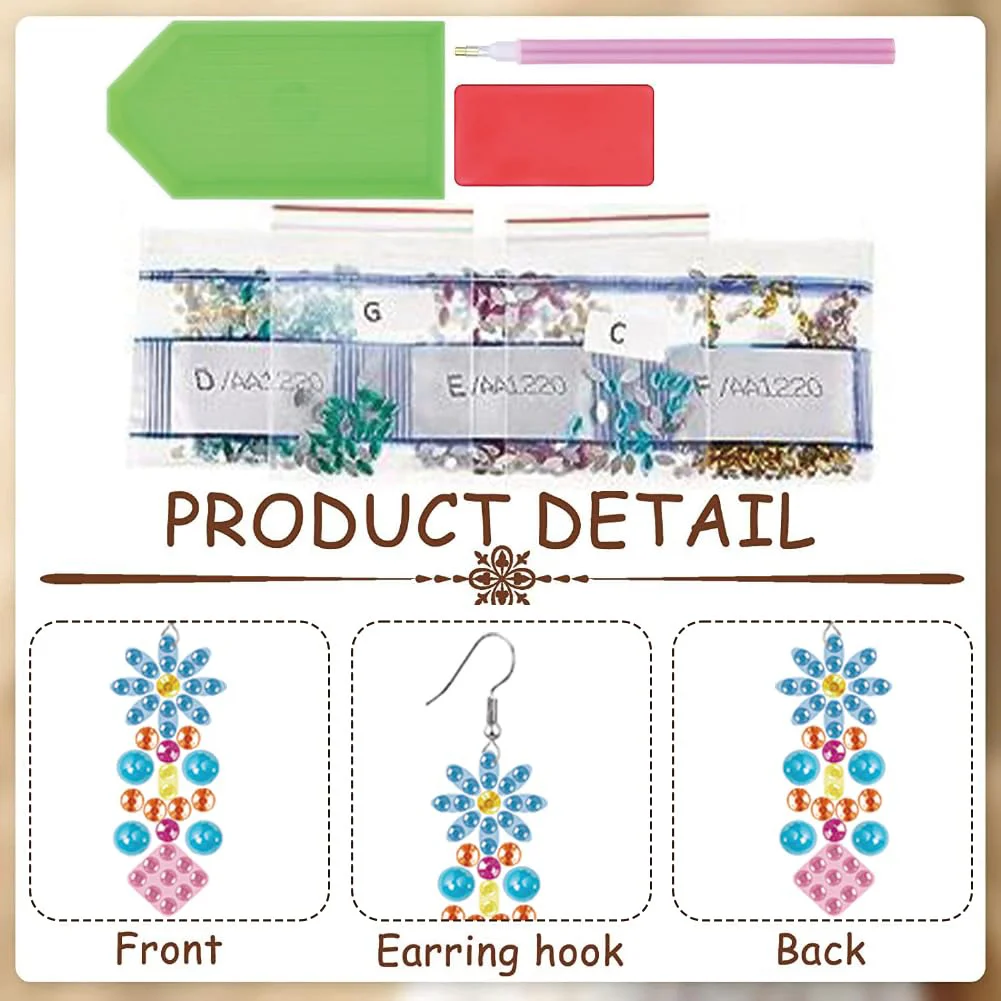 12 Pair Transparent DIY Diamond Art Earring Double Side Diamond Painting Earring