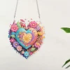 Diamond Painting Acrylic Single-Sided Heart and Flowers Hanging Pendant