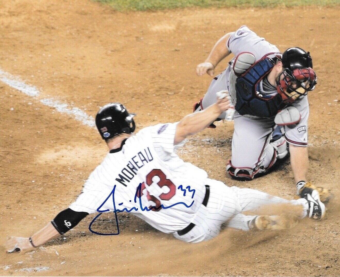 * JUSTIN MORNEAU * signed 8x10 Photo Poster painting * MINNESOTA TWINS * COA * 1