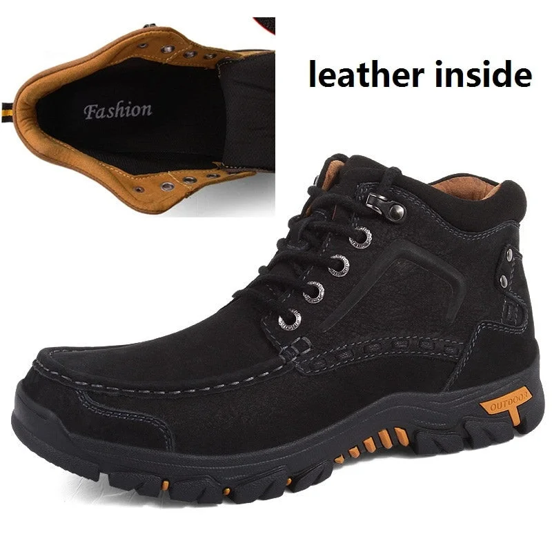 New Plush Super Warm Men's Winter Shoes Cow Leather Ankle Boots for Men Winter Snow Boots Male Casual Autumn Big Size 38-47