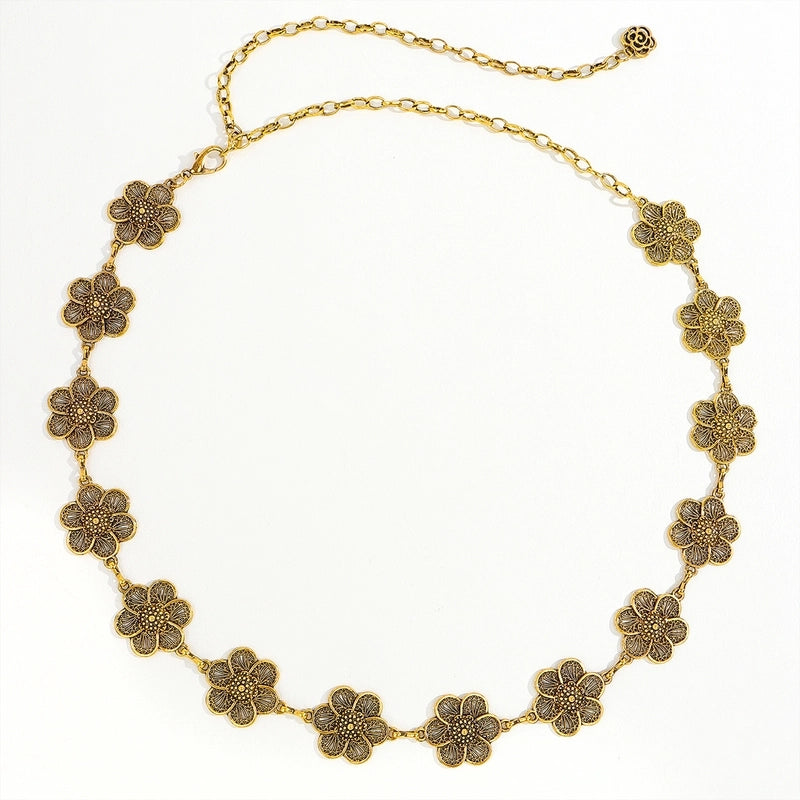 Baroque Style Solid Color Metal Unisex Chain Belts