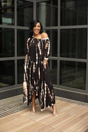 Luckstylish™ Loose Graffiti Tie-Dye Pocket Midi Dress