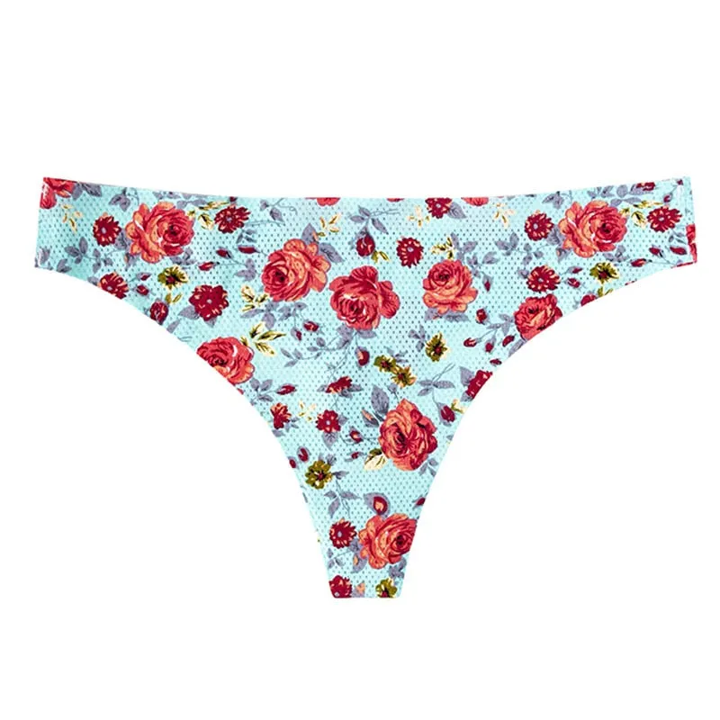 TERMEZY Women Sexy Flowers Lingerie Temptation Low-waist Panties Thong No trace Breathable Underwear Female G String Intimates