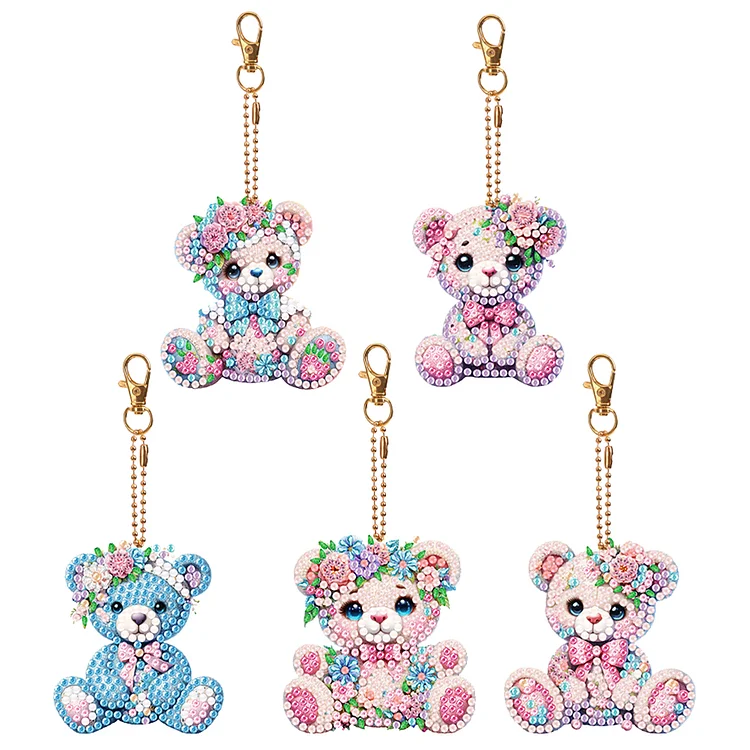 5Pcs Double Sided Animal Diamond Painting Keychain for Home Birthday Party Decor