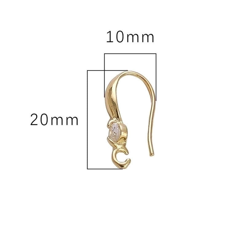 2 Pieces Set Copper Zircon Solid Color Hook Earring Findings Minimalist