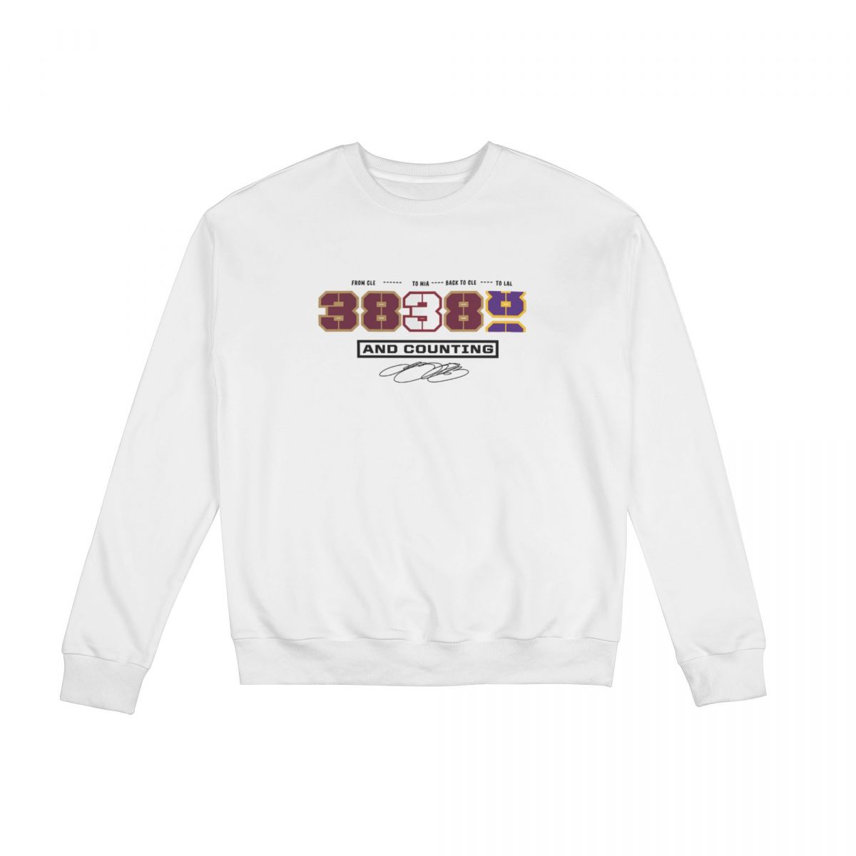 LeBron James NBA All-Time Scoring Record Split Points Sweatshirt Round Neck Tops