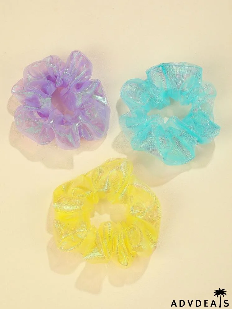 6pcs Solid Mesh Scrunchie