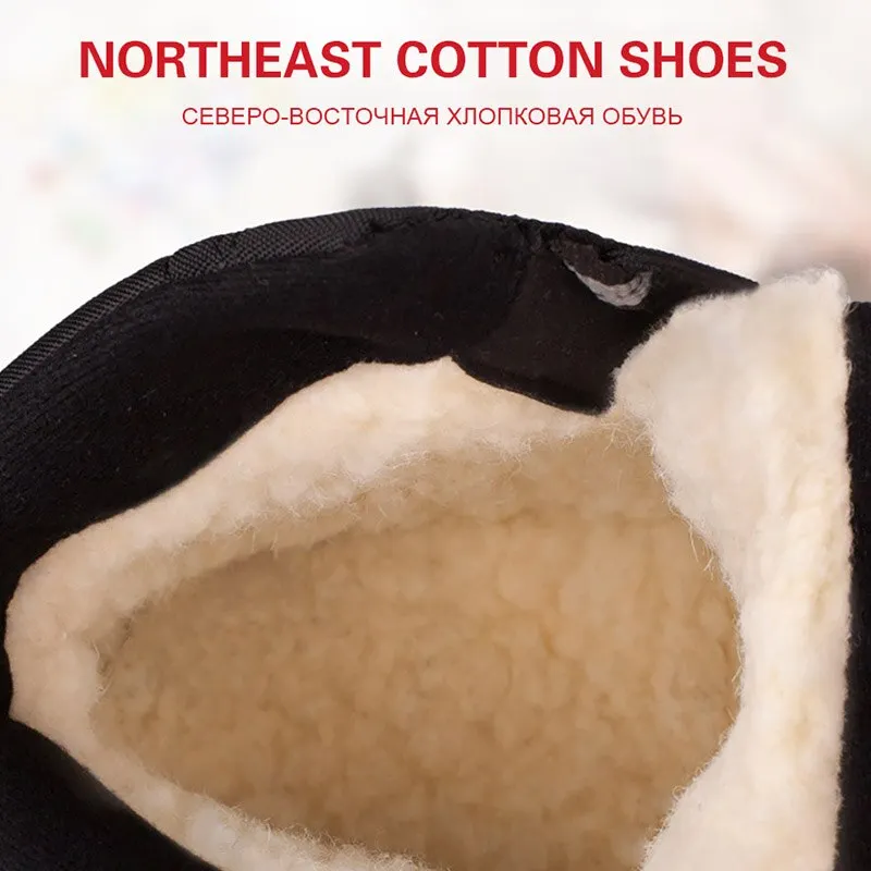 Men's Casual Shoes Winter Boots Plush Velvet Non-slip Warm Snow Boots With fur Wear-resistant High-top Working Cotton Shoes Ma