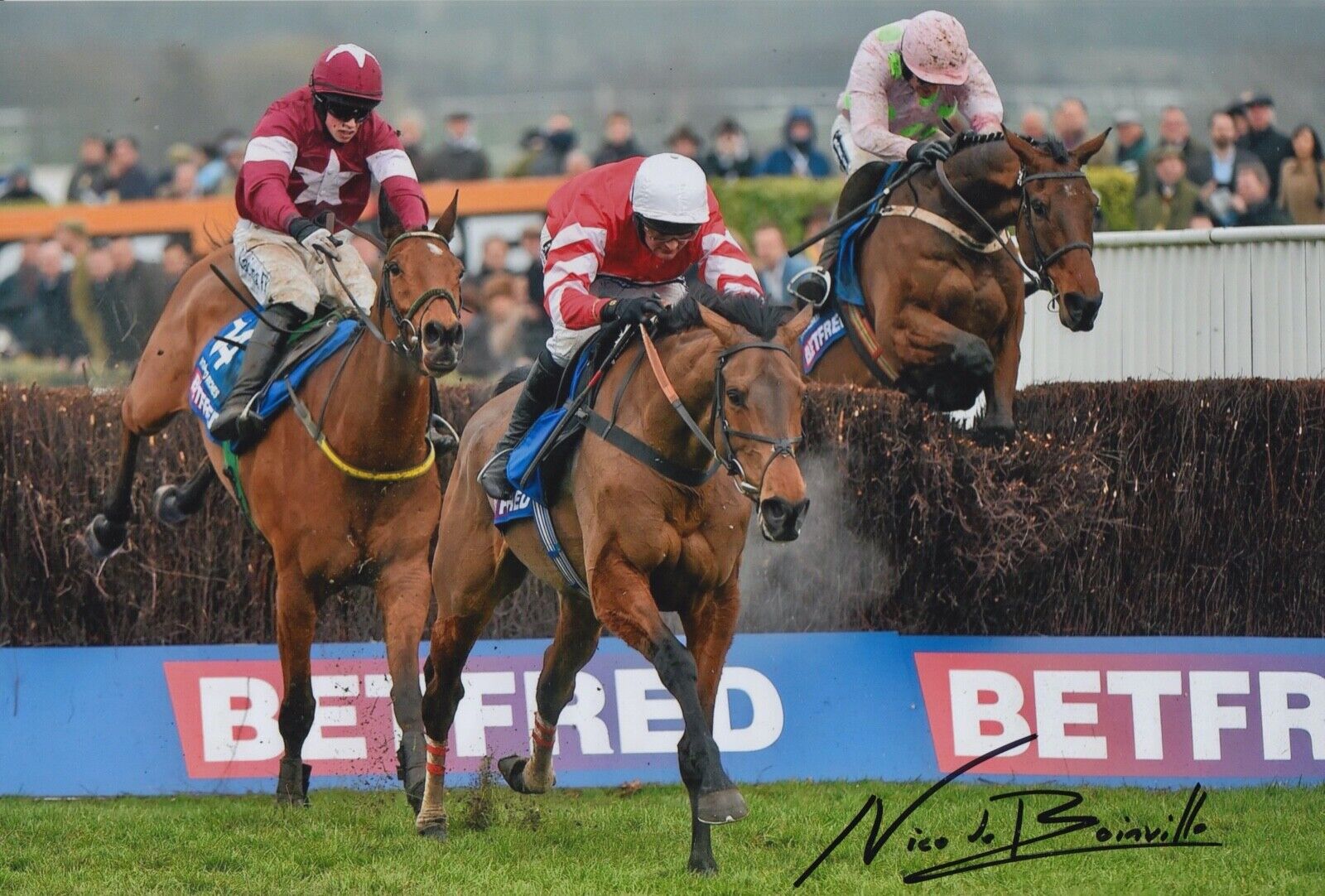 NICO DE BOINVILLE HAND SIGNED 12X8 Photo Poster painting CONEYGREE HORSE RACING AUTOGRAPH 2