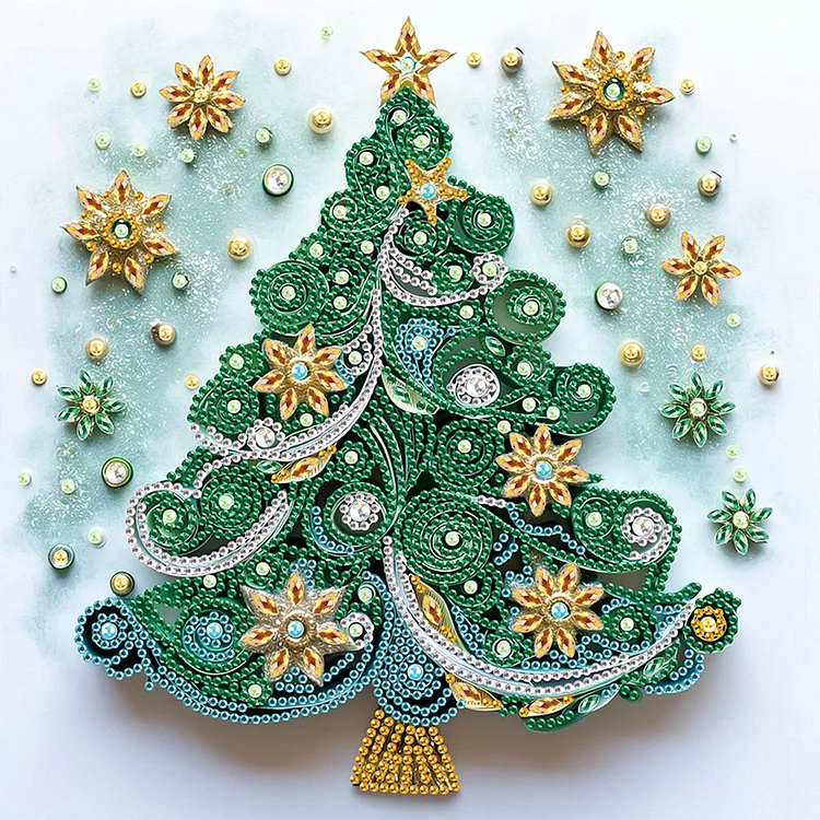Christmas Tree 30*30cm (Canvas) Special Shaped Drill Diamond Painting gbfke