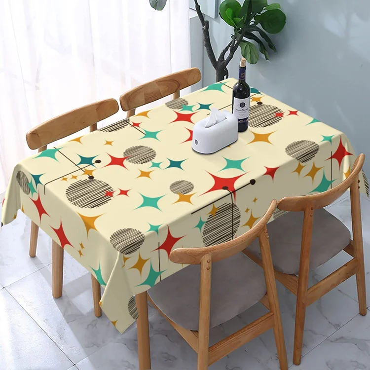 Modern Mid Century Geometric Rectangle Tablecloth Holiday Party Decorations Waterproof Table Covers for Kitchen Dining Decor