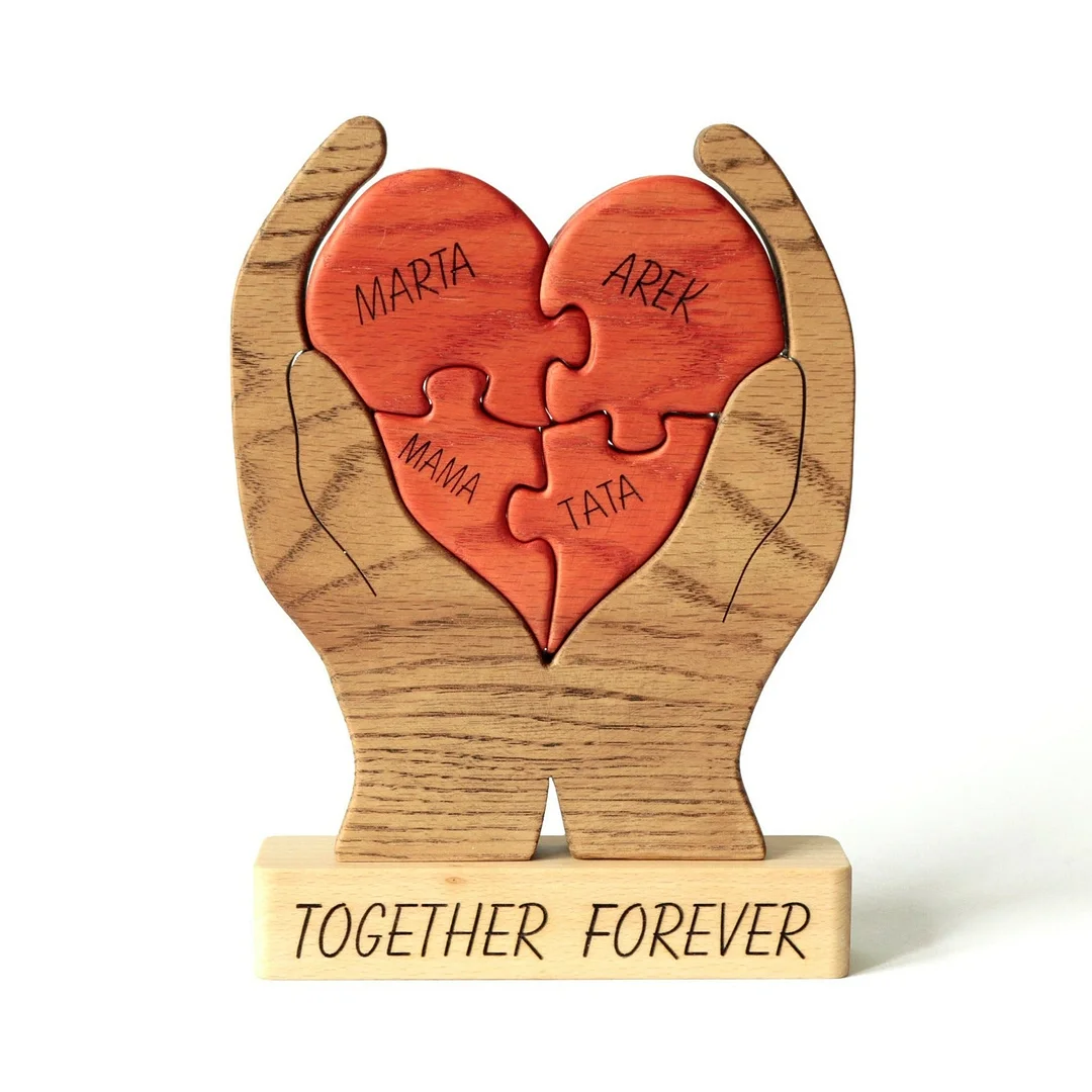 Wooden heart family puzzle lanc&love