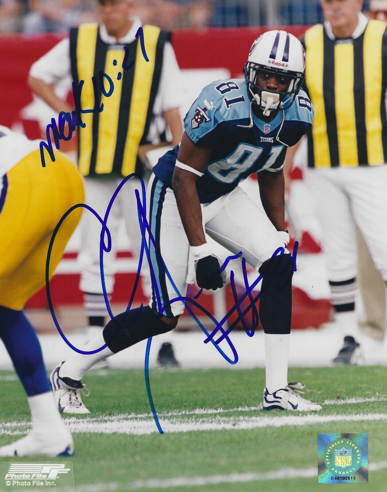 Autographed CHRIS SANDERS Tennessee Titans 8x10 Photo Poster painting - w/COA