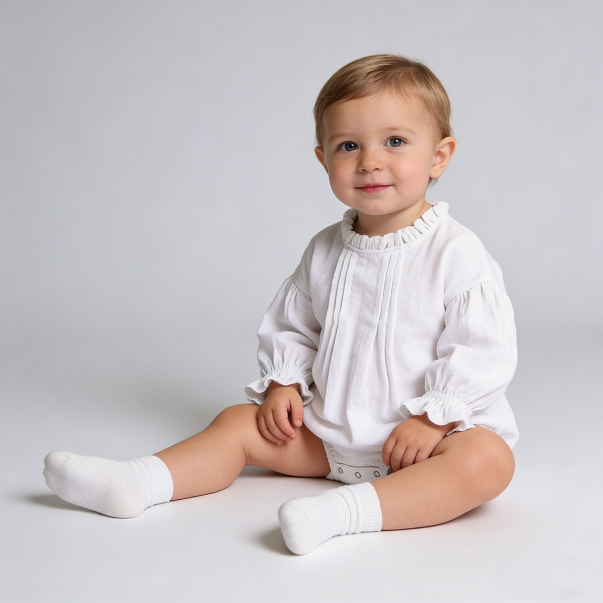 Elegant Neutral-Toned Linen Baby Romper REAL SILK LIFE