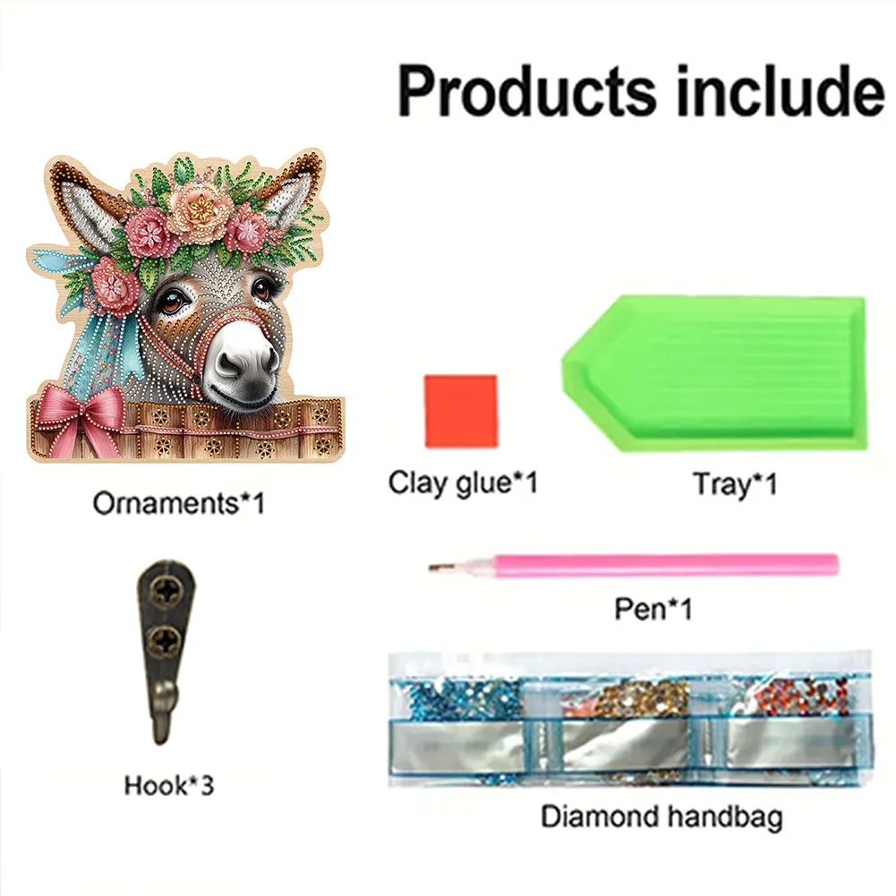 DIY Donkey 3 Hooks Diamond Painting Pet Hook Rail Diamond Art Hanging Hooks