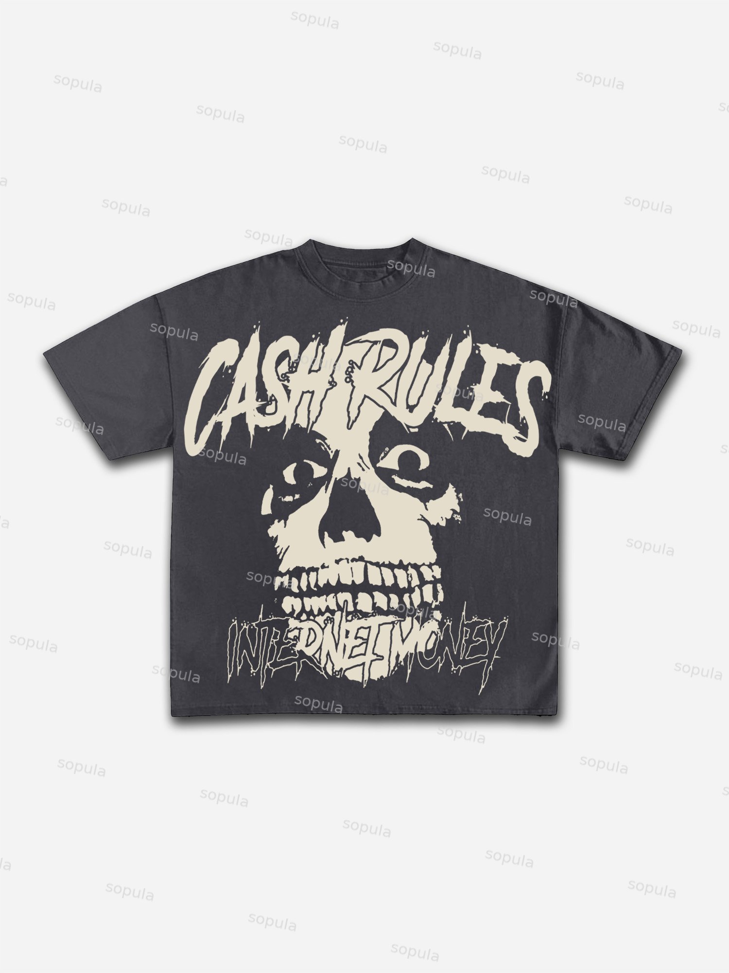 Cash Rules Street Skulls Graphic Cotton T-shirt