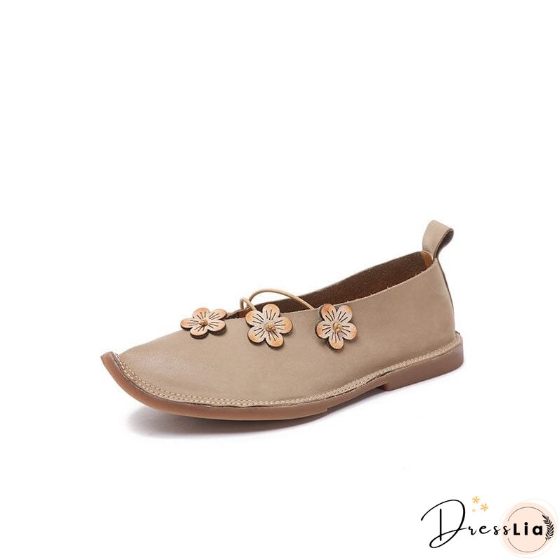 Women Retro Leather Spring Casual Shoes