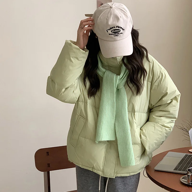 Toloer 2024 Winter New Korean Version Sweet Shawl Small Down Jacket Female Thick Bread Clothing White Duck Down Coat Tide-Outfit Ideas