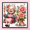 Happy Old Lady On Swing-11CT Stamped Cross Stitch 45*45cm/17.72*17.72in
