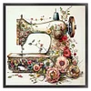 (Stamped/Counted) Retro Floral Sewing Machine - 14CT Cross Stitch 40*40cm/15.75*15.75in