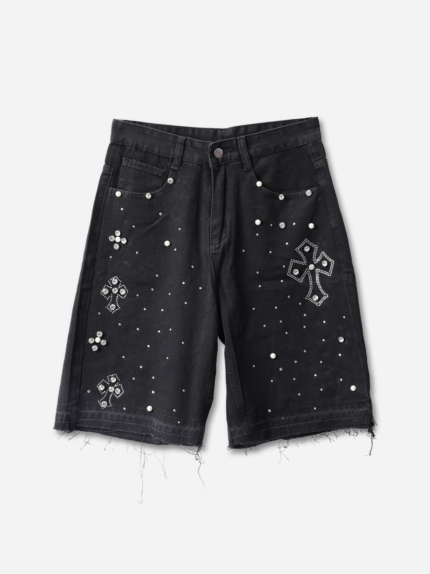 Hiphop Cross Hot Diamond  Jorts Denim Shorts