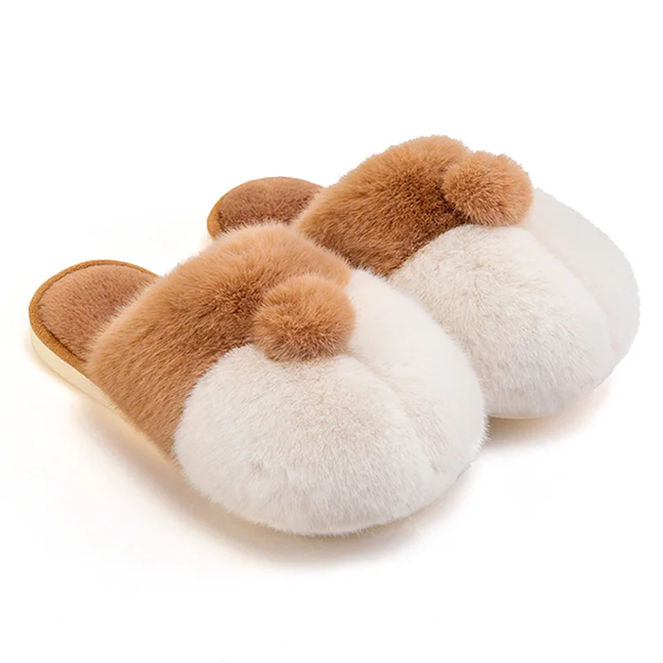 Fur Slippers Cute Corgi Butt Slippers