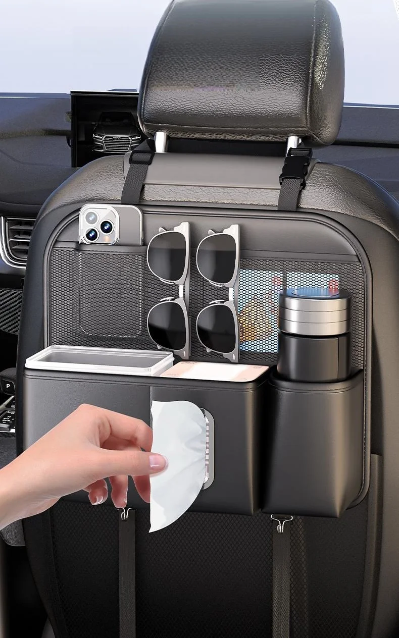 Car Trash Can Tissue Box 2-in-1 Car Seat Back Car Storage Bag