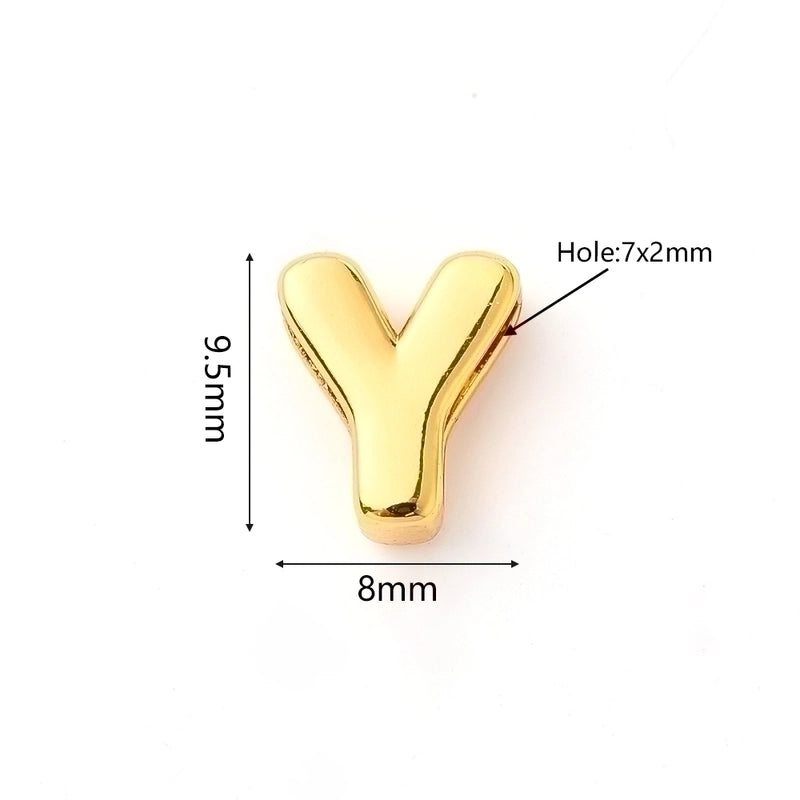 1 Pc/Package 9.5x6mm 9.5×7.5mm 9.5x8mm 7x2mm Copper 18K Gold Plated Letter Bubble Polished Beads