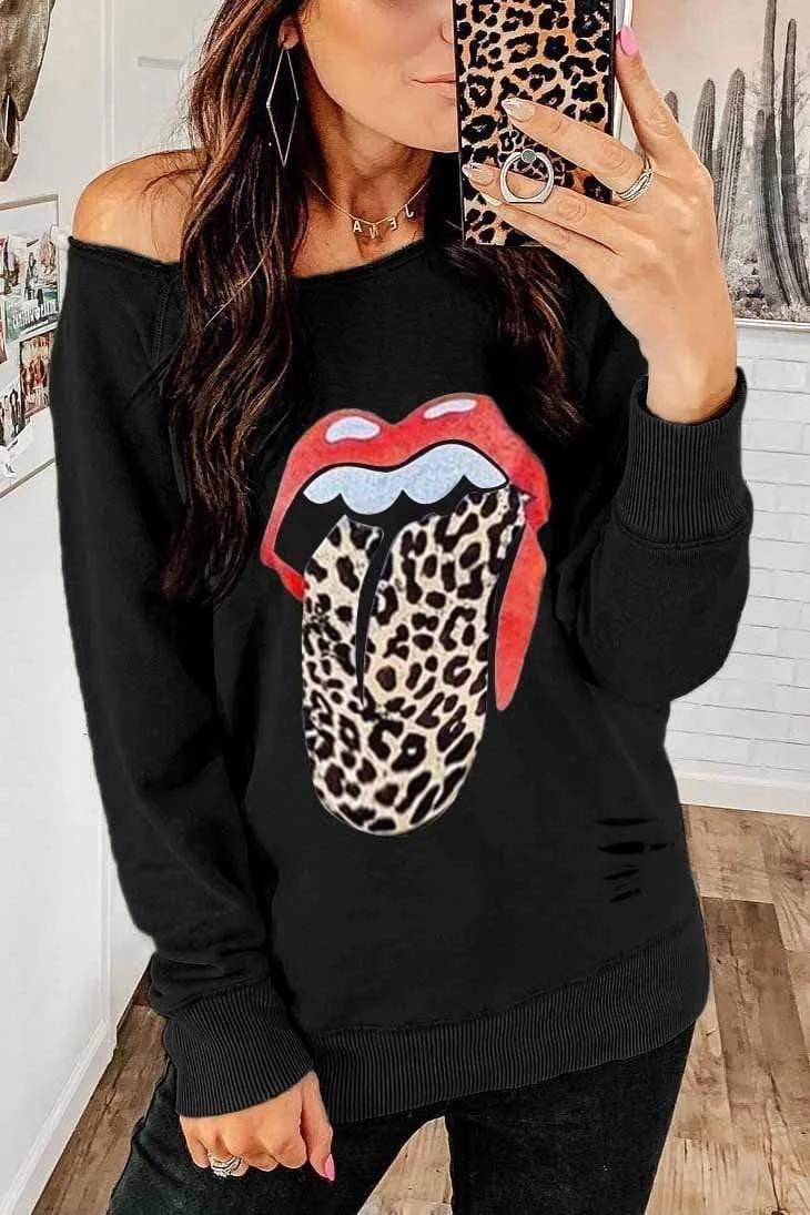 Loose Print Cut Short Sleeve Top
