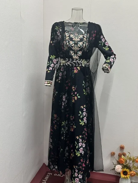 Ueong Ueong 2024 New Fashion Print Bohemian Style High Waist Temperament Elegant Dress