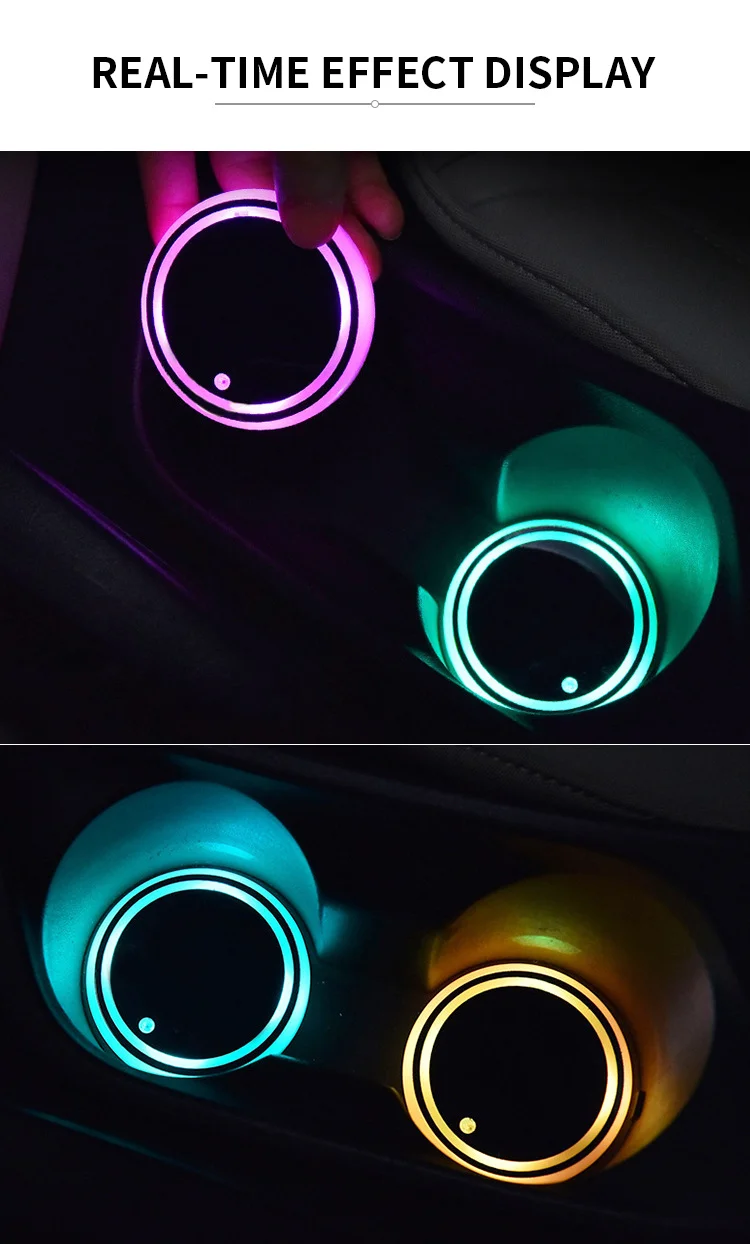 New Car LED Colorful Water Cup Pad（2PCS）