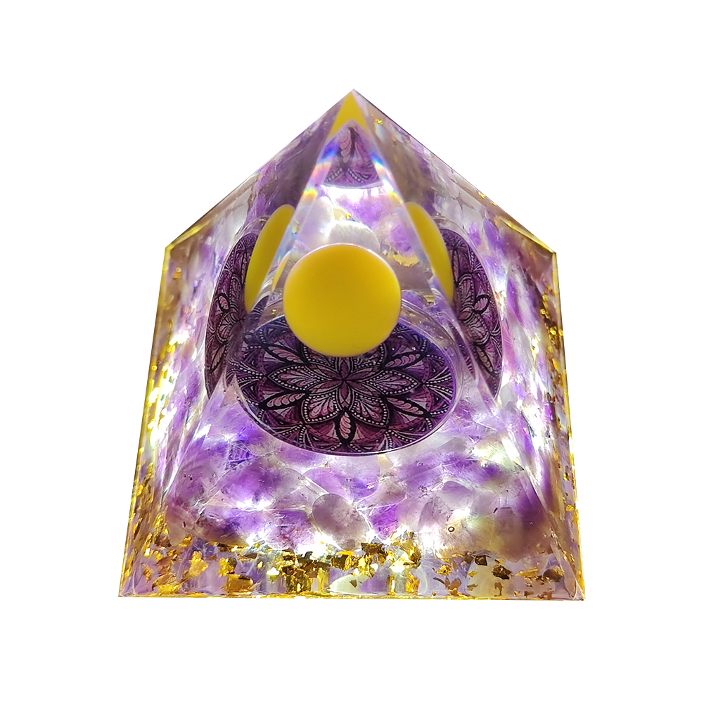 Natural Orgonite Pyramid Crystals Chakra Energy Generator Ornaments (B)
