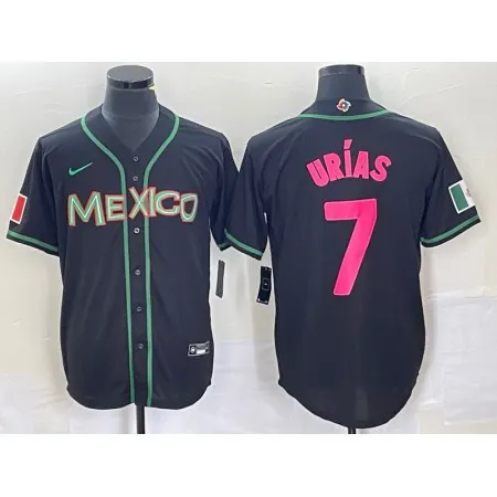 Men's Mexico Baseball #7 Julio Urias 2023 Black World Baseball With Patch Classic Stitched Jersey NDQ1