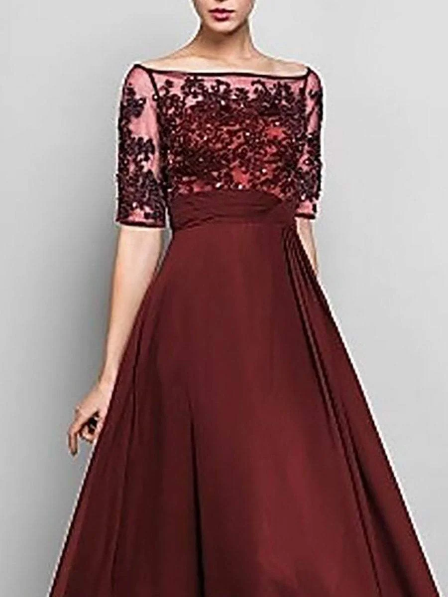 Elegant Solid High Waist Chiffon Evening Dress