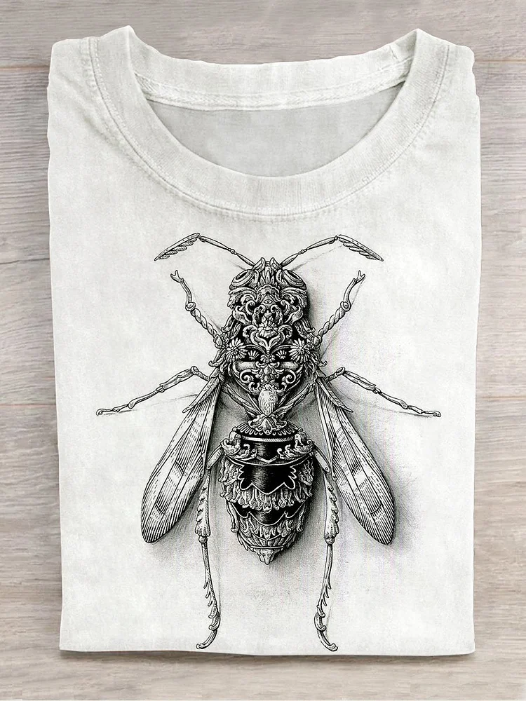 Teecade Teecade  Unisex Bumblebee Art Print Crew Neck Short Sleeve T-Shirt