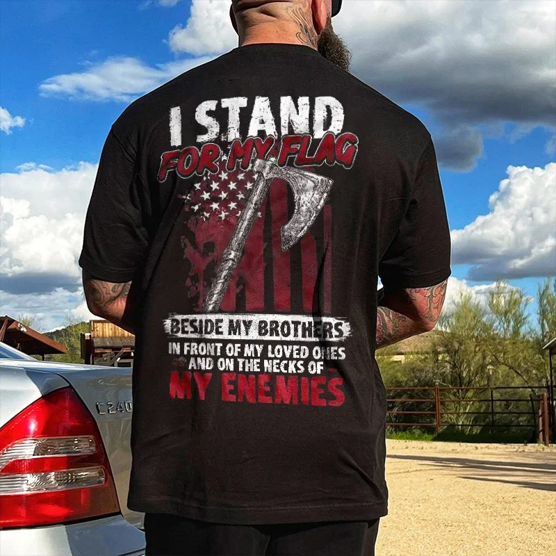 Livereid I Stand For My Flag Print T-shirt - Livereid