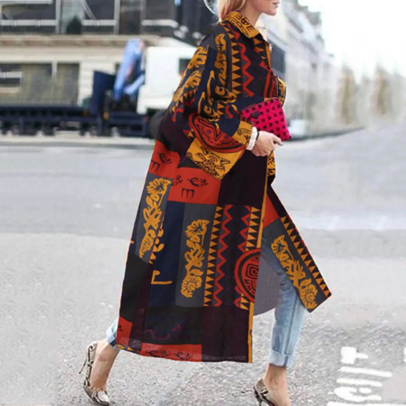 Flared Sleeves Irregular Printing Loose Coat wearshes