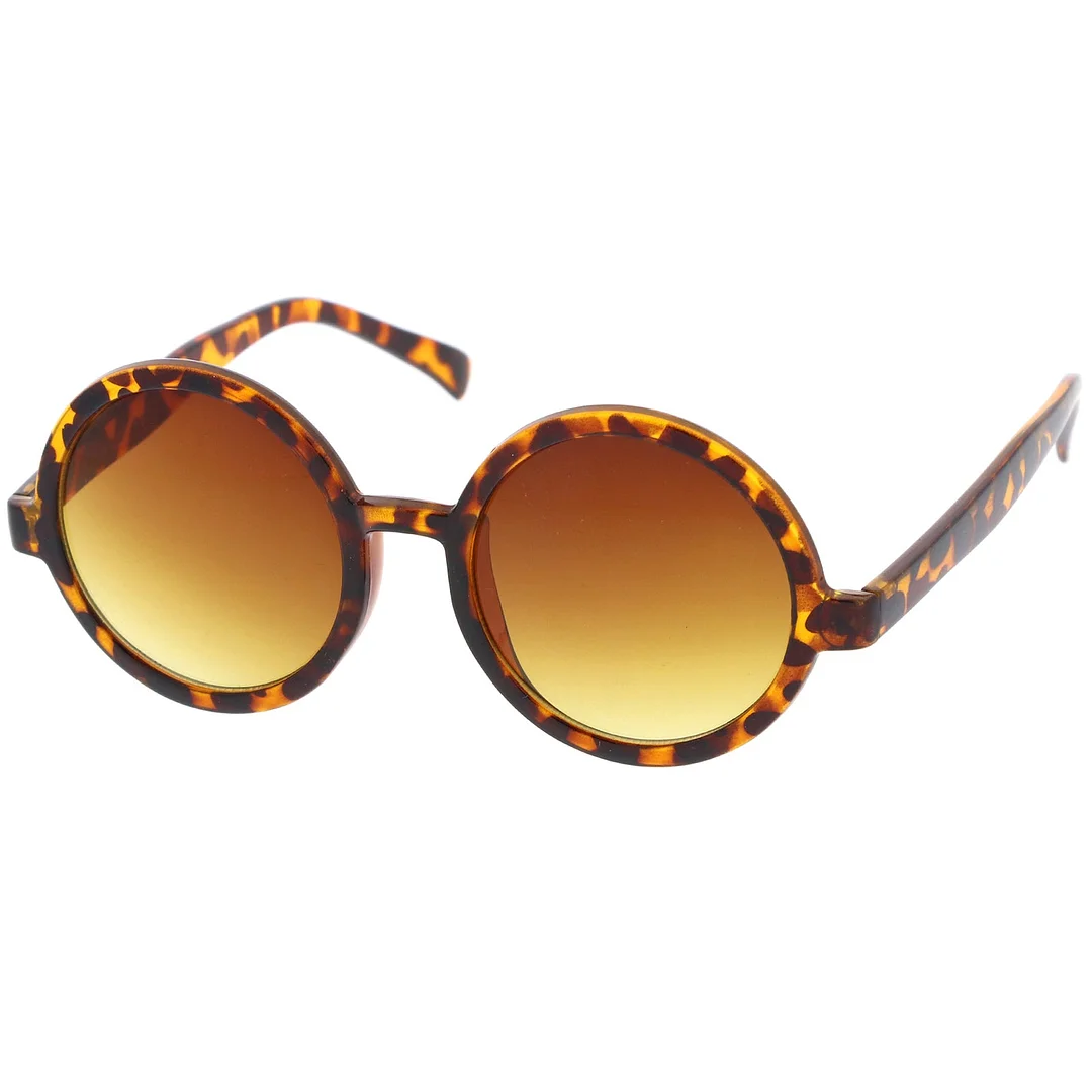 Classic Retro Horn Rimmed Neutral-Colored Lens Round glasses 52mm