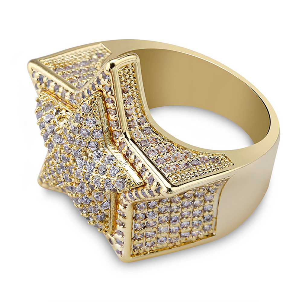 Three-Dimensional Pentagram Micro-Paved Zirconia Rings