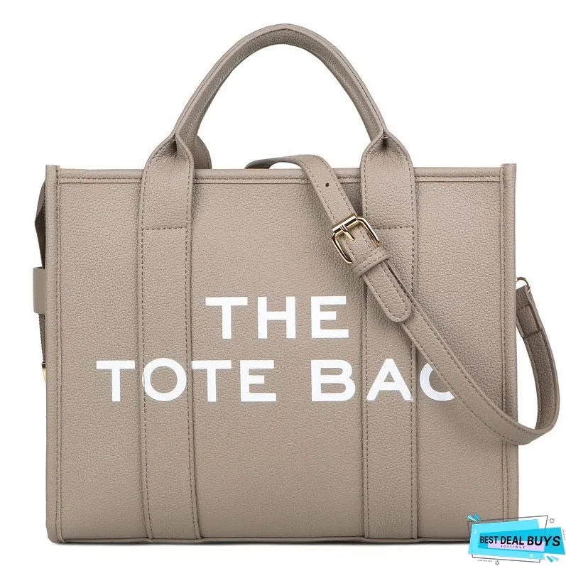 Cross-Border Foreign Trade Women's Bag One Piece Dropshipping New Solid Color Pu Letter Tote Bag Simple Casual Large Capacity Handbag