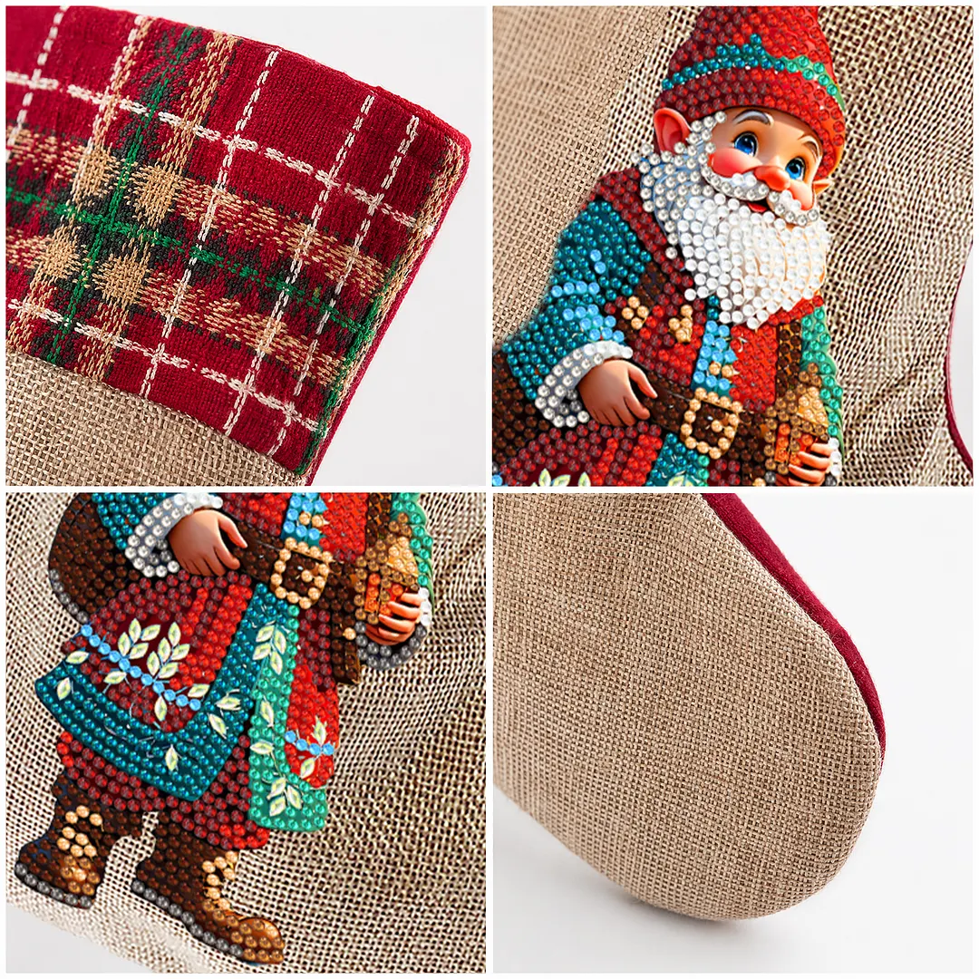 DIY Diamond Painting Christmas Stockings Hanging Ornaments Large Capacity Xmas Socks Pendant Wear Resist Candy Gift Storage Bags for Family Christmas Holiday Party Decoration (Christmas Goblin)