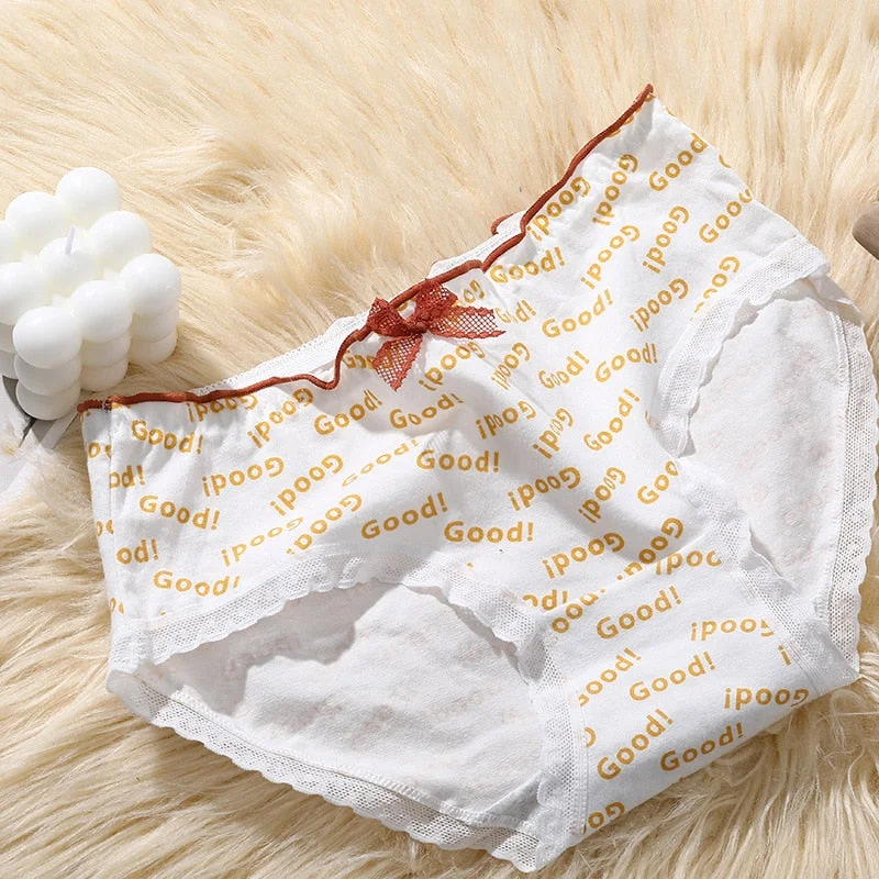 PCS / M-XL Cotton Panties Women's Underwear Panty Lovely Girl Dot Underpants Waist Seamless Comfort Briefs Female Lingerie