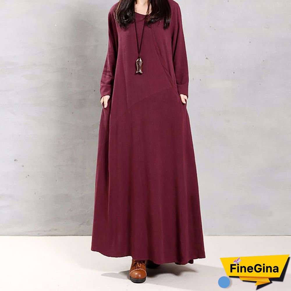Zanzea Women Autumn Winter Kaftan Caftan Abaya Flare Plus Size Maxi Dress Maxi Dress