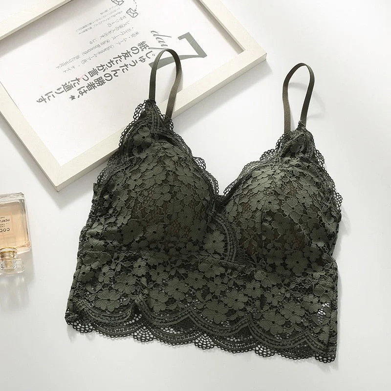 New Arrival Women Push Up Wireless Floral Lace Bra Top Women Bralette Underwear Lingerie Full Cup Hot Sale