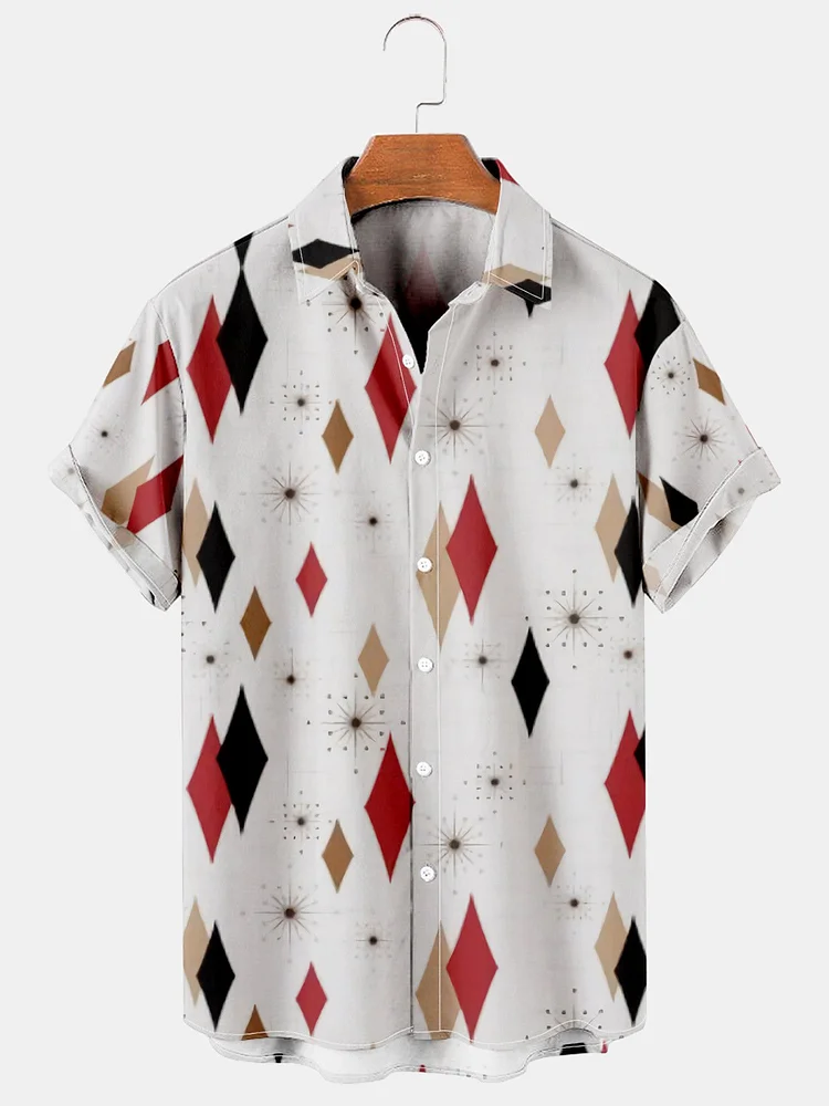 Men's Printed Casual Breathable Hawaiian Short Sleeve Shirt