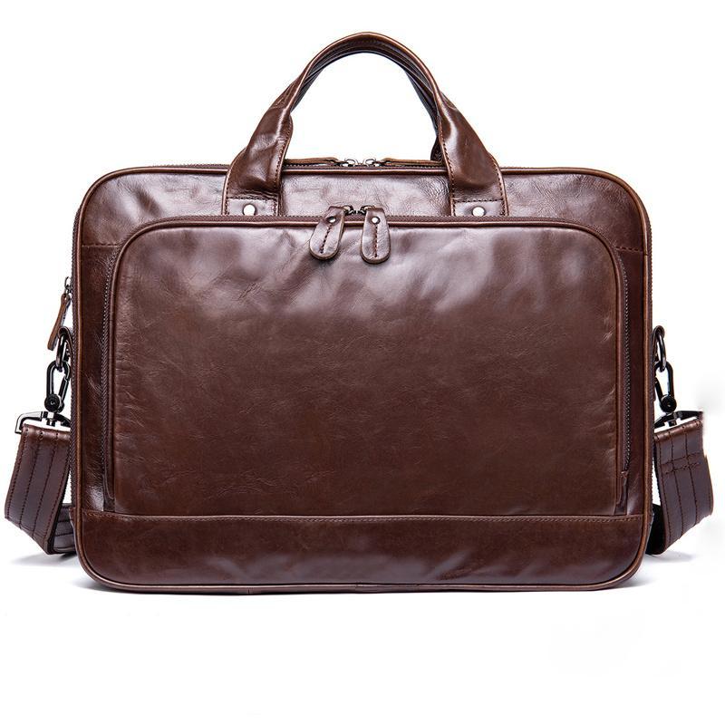 Genuine Leather Men's Handbag Business Travel Crossbody Bag