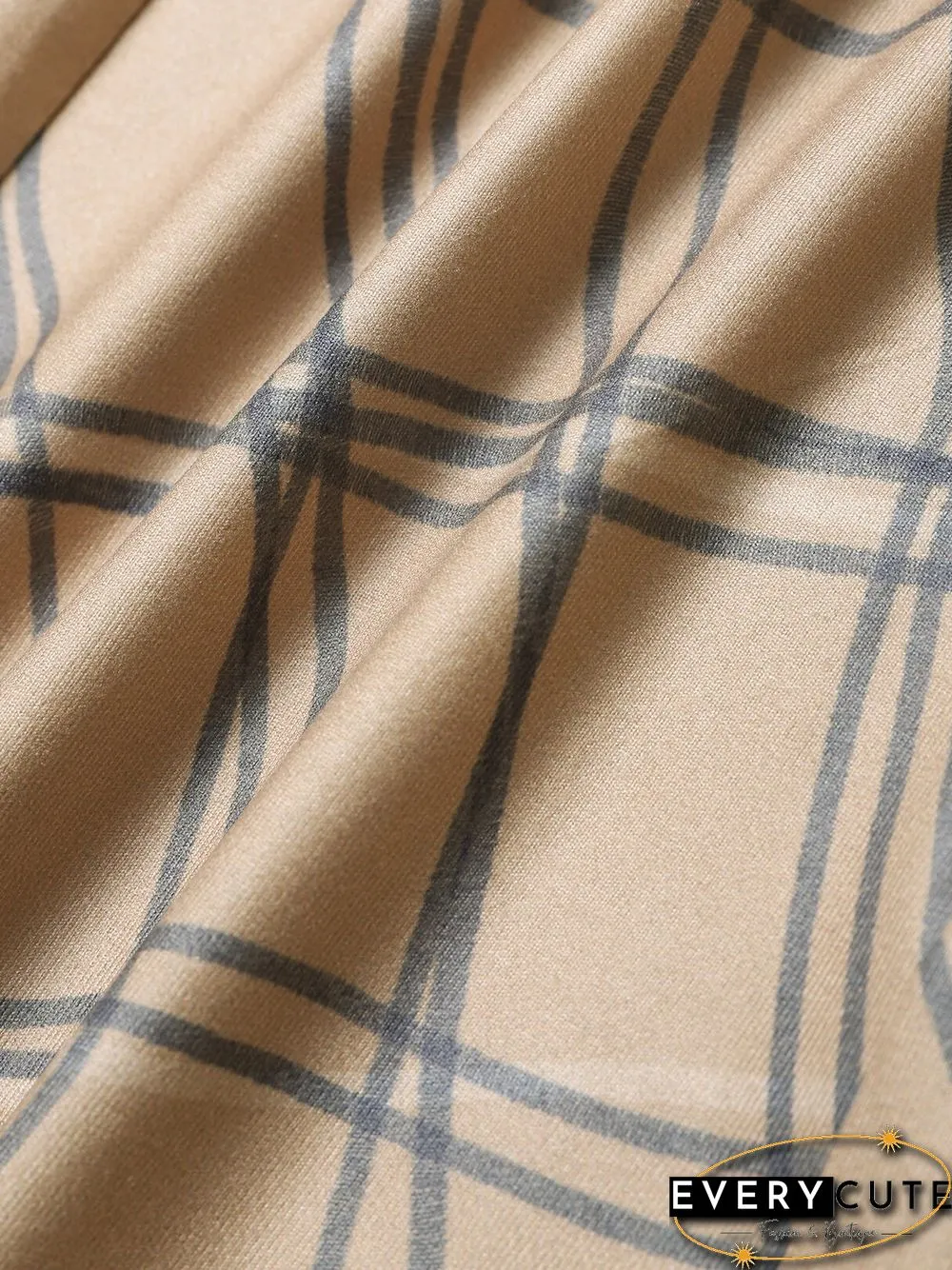 Check Print Tie Waist Hollow Bootcut Leg Pants