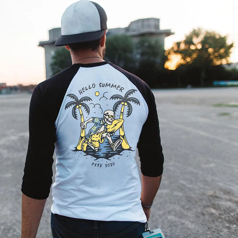 Summer surfing skull print designer t-shirt - Krazyskull