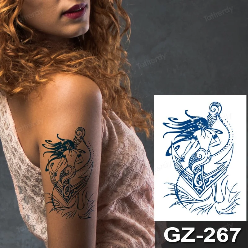 Waterproof Temporary Juice ink Sticker Triangle Star Words Feather Natural Fruit Gel Long lasting Tattoo Art for Men Women Arm